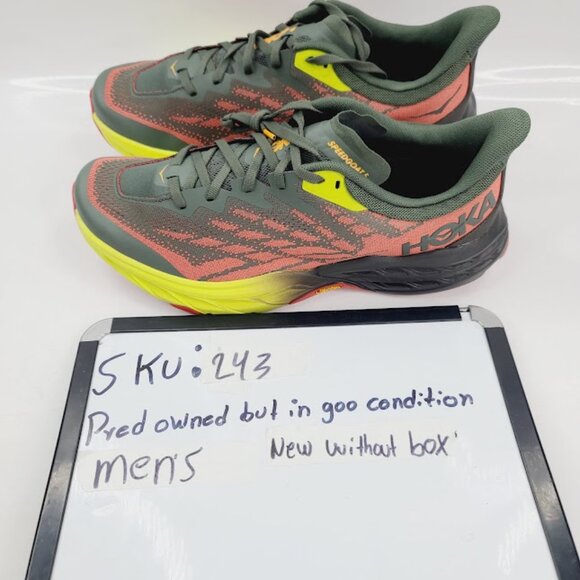 Hoka One One Men\'s Olive Dark Red Speedgoat 5 Mesh‎ Athletic Running Shoes 10 2E main image 6